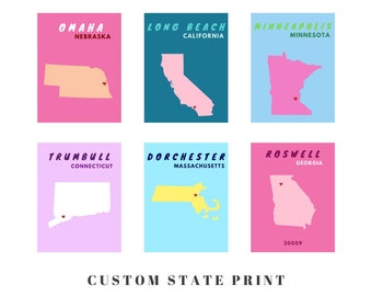 CUSTOM State Preppy Posters DIGITAL Print | Trendy Wall Decor | College Town Digital Print | Hometown Print | Hometown Digital Print