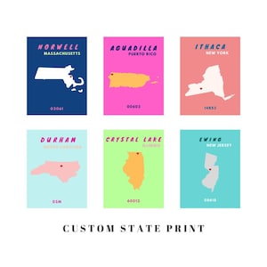CUSTOM State Preppy Posters DIGITAL Print | Trendy Wall Decor | College Town Digital Print | Hometown Print | Hometown Digital Print