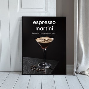 Espresso Martini Bar Cart Print | | met cocktailprint Happy Hour Print | Bar Cart Poster Print | Digitale alcohol print | Bar Cart Esthetiek