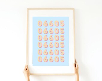 CUSTOM Zip Code Preppy Poster Digital Print | Trendy Wall Decor ...