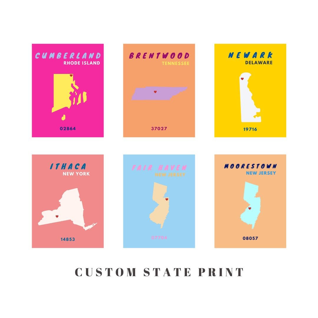 Photo State Poster CUSTOM State Preppy Posters PHYSICAL Print | Trendy Wall Decor ...