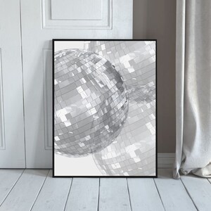 Disco Ball Poster Print | Funky Disco Ball Print | Bar Cart Poster Print | Digitaal appartement print | Bar Cart Esthetische | Digitale download