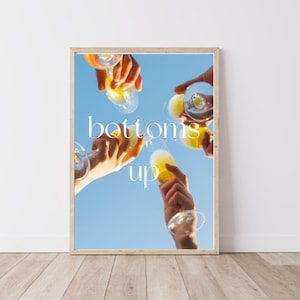 Bottoms Up Cheers Poster Print | Happy Hour Barwagen Print | Barwagen Poster Print | Digitaldruck | Barwagen Ästhetische | Digitaler Download