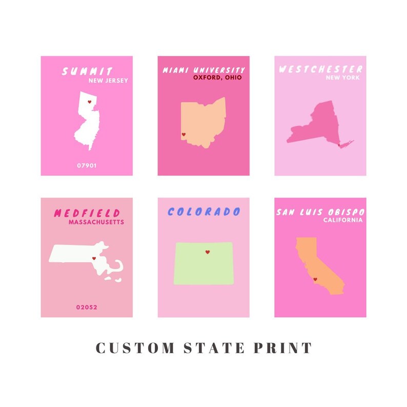 Custom State Map Print: College Town Wall Art (digital Download) - Etsy