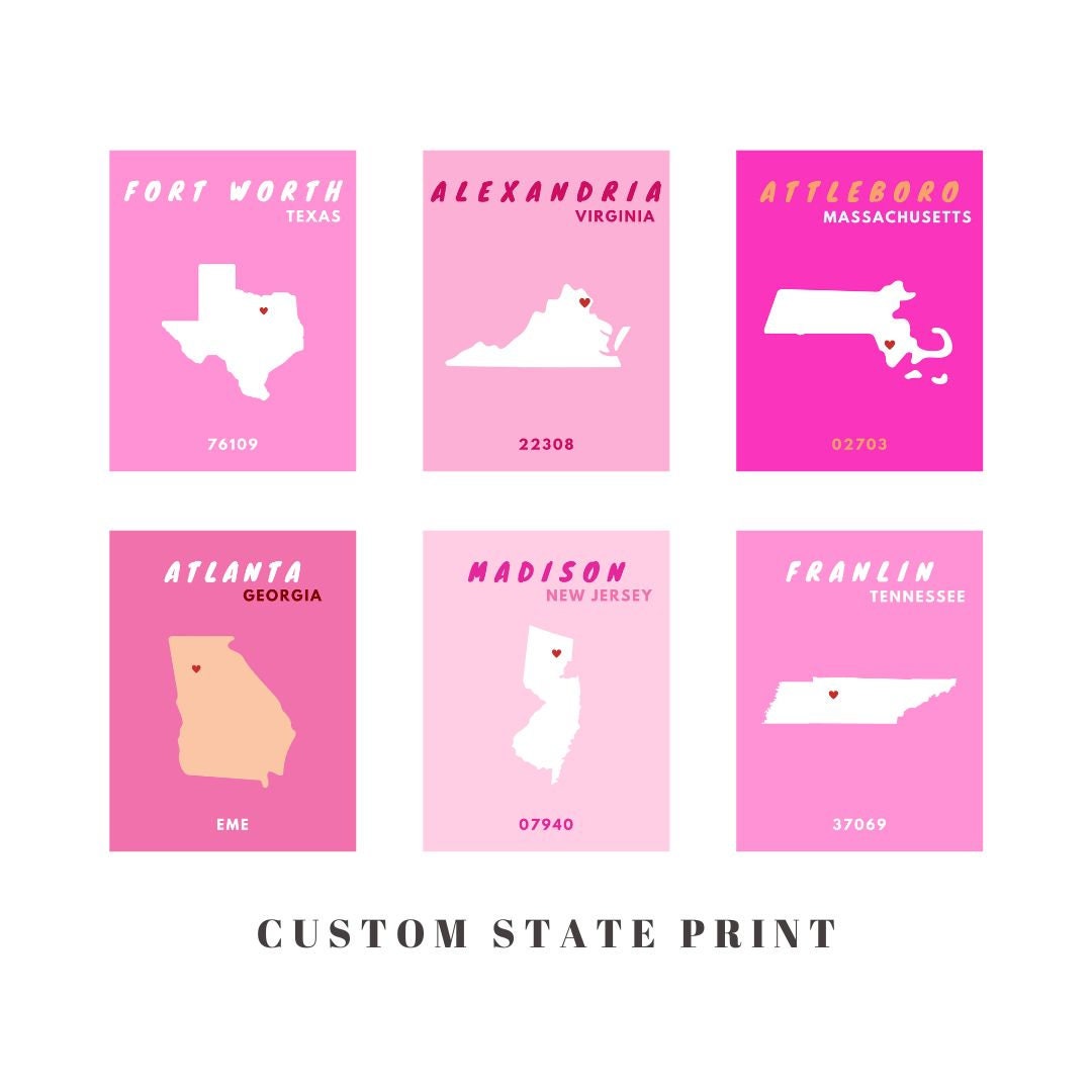 Custom State Map Print: College Town Wall Art (digital Download) - Etsy