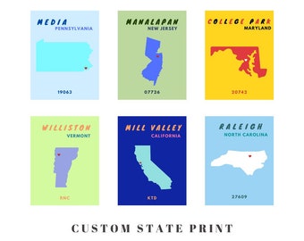 CUSTOM State Preppy Posters DIGITAL Print | Trendy Wall Decor | College Town Digital Print | Hometown Print | Hometown Digital Print