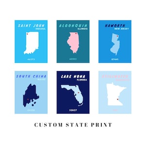 CUSTOM State Preppy Posters DIGITAL Print / Trendy Wall Decor / College Town Digital Print / Hometown Print / Hometown Digital Print