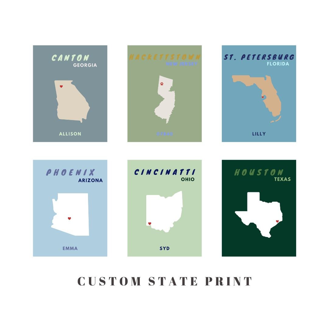 Custom State Map Print: College Town Wall Art (digital Download) - Etsy