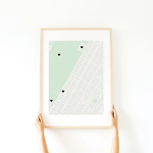 CUSTOM Heart Map Poster Digital Print | Valentine's Day Gift, Anniversary Gift, Proposal Location, Trendy Wall Decor | NYC Map For Couples