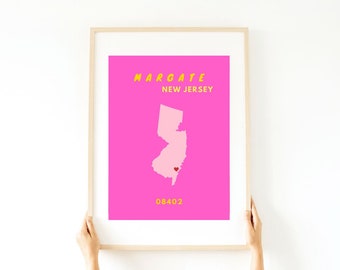 CUSTOM State Preppy Posters Digital Print | Trendy Wall Decor | College Town Digital Print | Hometown Print | New Jersey Print | NJ Print