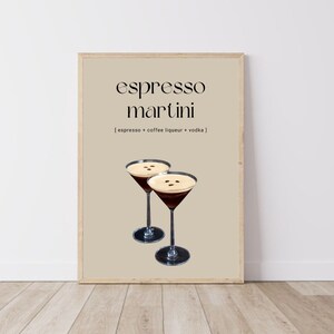 Espresso Martini Bar Cart Print | | met cocktailprint Happy Hour Print | Bar Cart Poster Print | Digitale alcohol print | Bar Cart Esthetiek