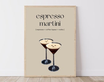 Espresso Martini Bar Cart Print | Cocktail Print | Happy Hour Print | Bar Cart Poster Print | Digital Alcohol Print | Bar Cart Aesthetic