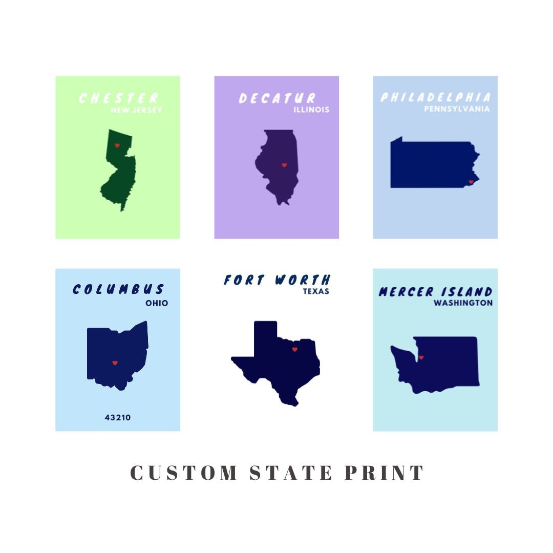 Custom State Map Print: College Town Wall Art (digital Download) - Etsy