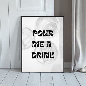 Schenk me een drankje poster print | Happy Hour Bar Cart Print | Bar Cart Poster Print | Digitale print | Bar Cart Esthetische | Digitale download