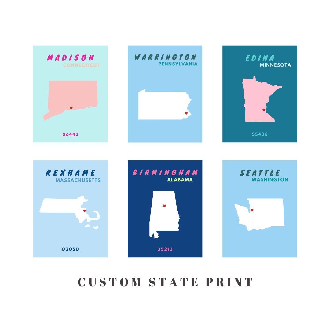 Custom State Map Print: College Town Wall Art (digital Download) - Etsy