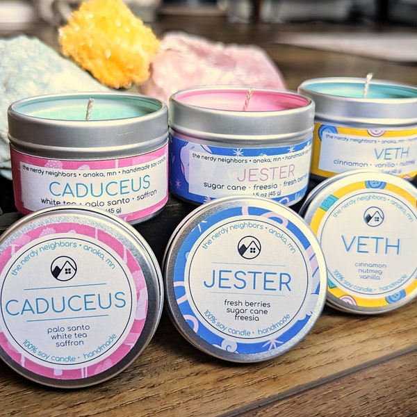 Mighty Nein Candles ⋄ Handmade ⋄ Critical Role Campaign 2 ⋄ D&D ⋄ Housewarming ⋄ DM Gift ⋄ Birthday Gift ⋄ Just Because ⋄ Holidays