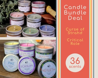 BUNDLE DEAL ⋄ Handmade Soy Candles ⋄ Vox Machina ⋄ Curse of Strahd ⋄ Mighty Nein ⋄ Bells Hells ⋄ Critical Role ⋄ Holidays