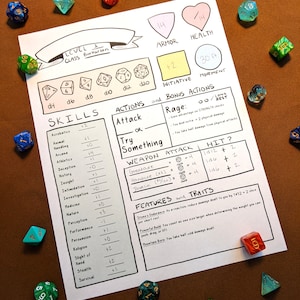 Pode incluir: Uma ficha de personagem para um jogo de RPG de mesa, com uma classe de b&aacute;rbaro. A ficha inclui estat&iacute;sticas, habilidades, a&ccedil;&otilde;es e caracter&iacute;sticas. A ficha est&aacute; preenchida com n&uacute;meros e s&iacute;mbolos, que indicam as habilidades e pontos fortes do personagem.