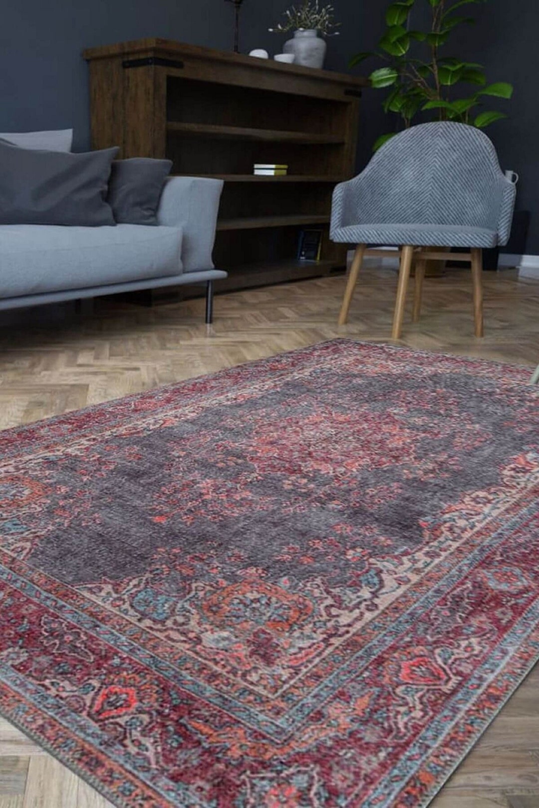 Turkish Rug 6x9, Distressed Vintage Style Rug, Antique Collection Area