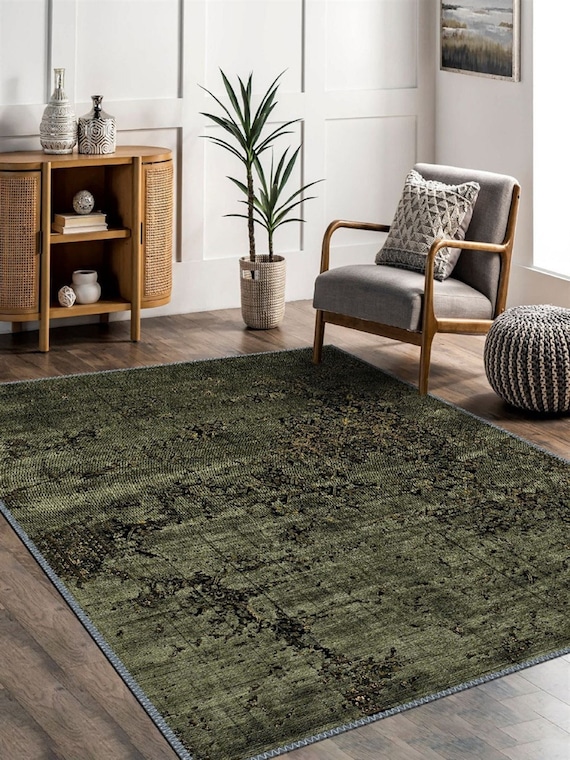 Patchwork Area Rug Brown Floral Carpet Cross Stitch Anti Slip Rug