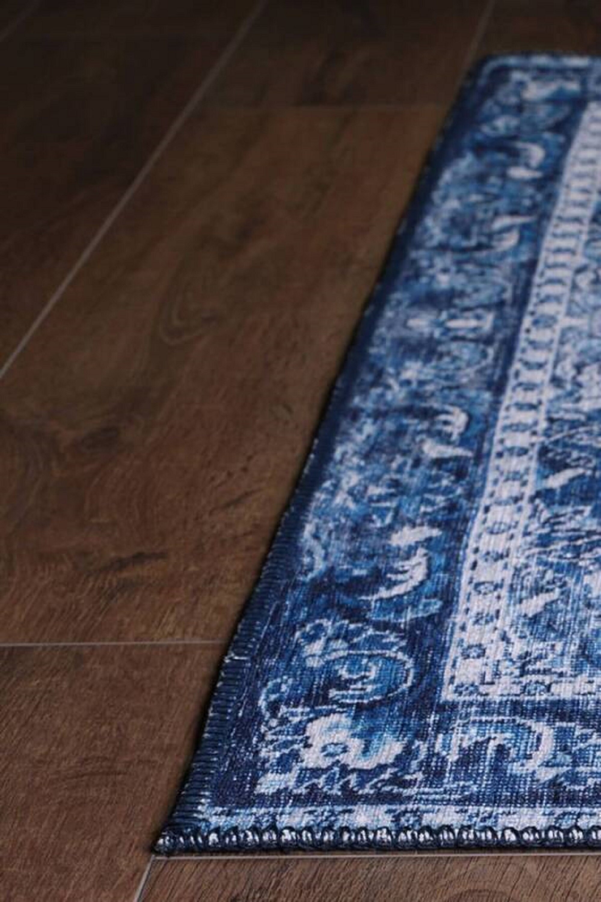 Navy Blue Rug Vintage Style Farmhouse Decor Rugs 8x10 Etsy