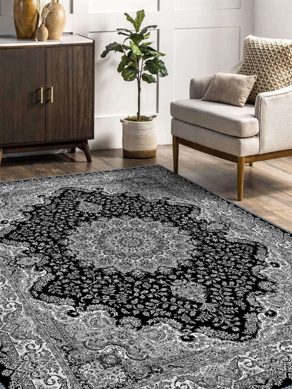 Area Rugs for Living Room: 8x10 Rug for Bedroom Machine Washable with Non  Slip Backing Non Shedding, Boho Medallion Floral Large Carpet for Dining