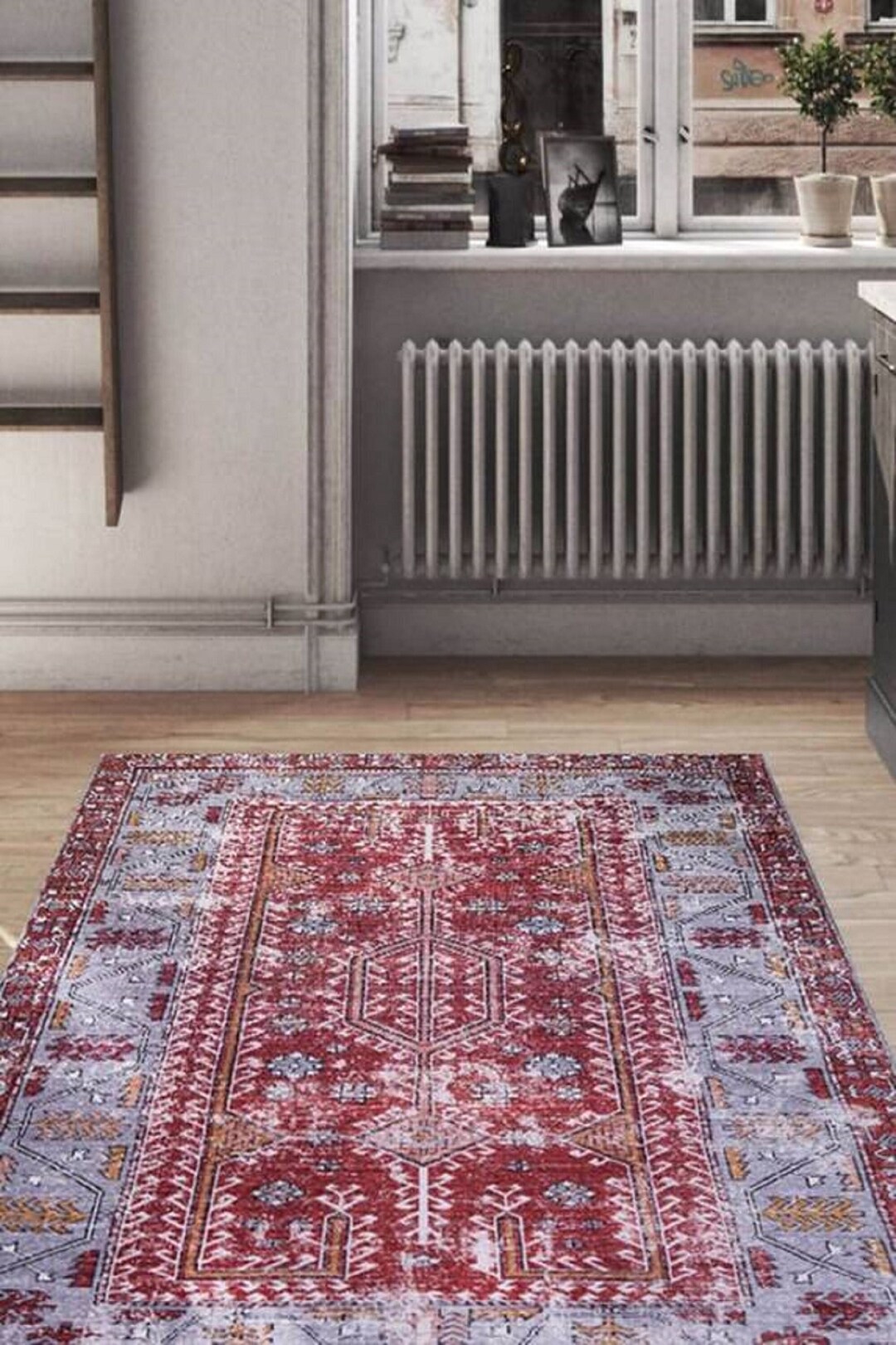 Rug Blue and Red, Rugs for Living Room, Oriental Rug, Oversize Kilim