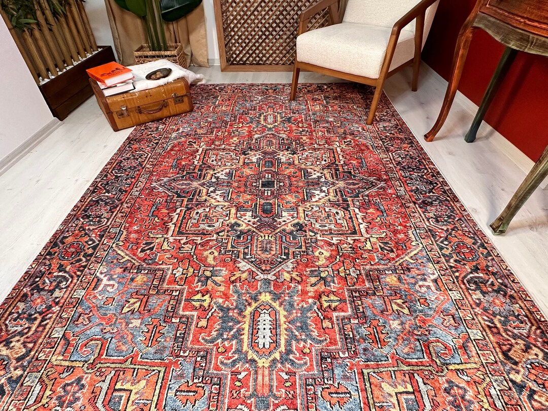 Persian Inspired Area Rug With Vintage Style Classic Motifs Etsy