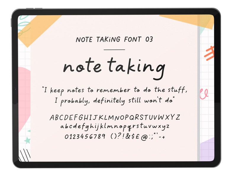 Fonts Note Taking Fonts Goodnotes Fonts Procreate Fonts Etsy