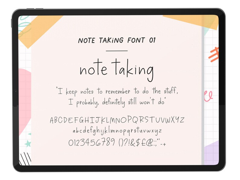 Fonts Note Taking Fonts Goodnotes Fonts Procreate Fonts Etsy