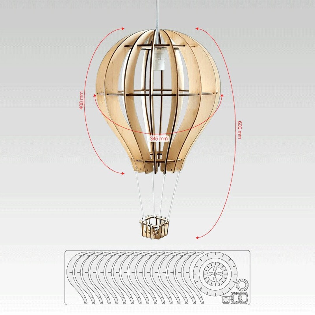 3D Hot Air Ballon SVG Laser Cut File Wooden Lamp Ballon Dxf - Etsy UK