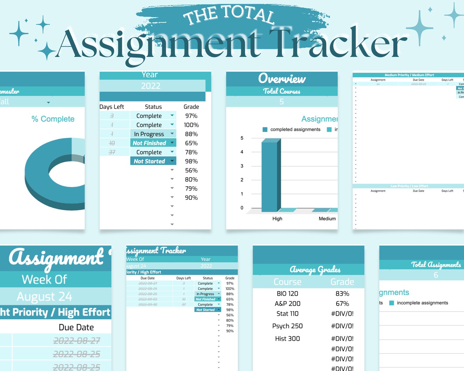 Assignment Tracker Google Sheet Template Homework Tracker Spreadsheet ...