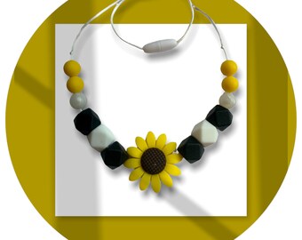 Girls Sensory Necklace, With Yellow & Black Sunflower, Stylish, Bespoke,  Handmade Jewellery - For Sensory Seeking Kids - Fidget Necklace