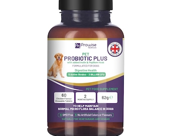 ペットプロバイオティクスプラス、イヌリンとサイリウムハスクを追加、20億CFU、5つの活性菌株、チキン風味チュアブルタブレット60錠