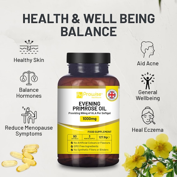Evening Primrose Oil 1000mg 90 Softgels  UK Manufactured by Prowise - Etsy