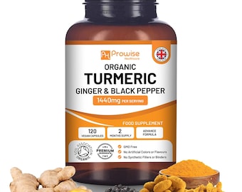 Gélules de curcuma bio haute résistance 1440 mg | 120 capsules avec du poivre noir, du gingembre et de la curcumine (approvisionnement de 2 mois)