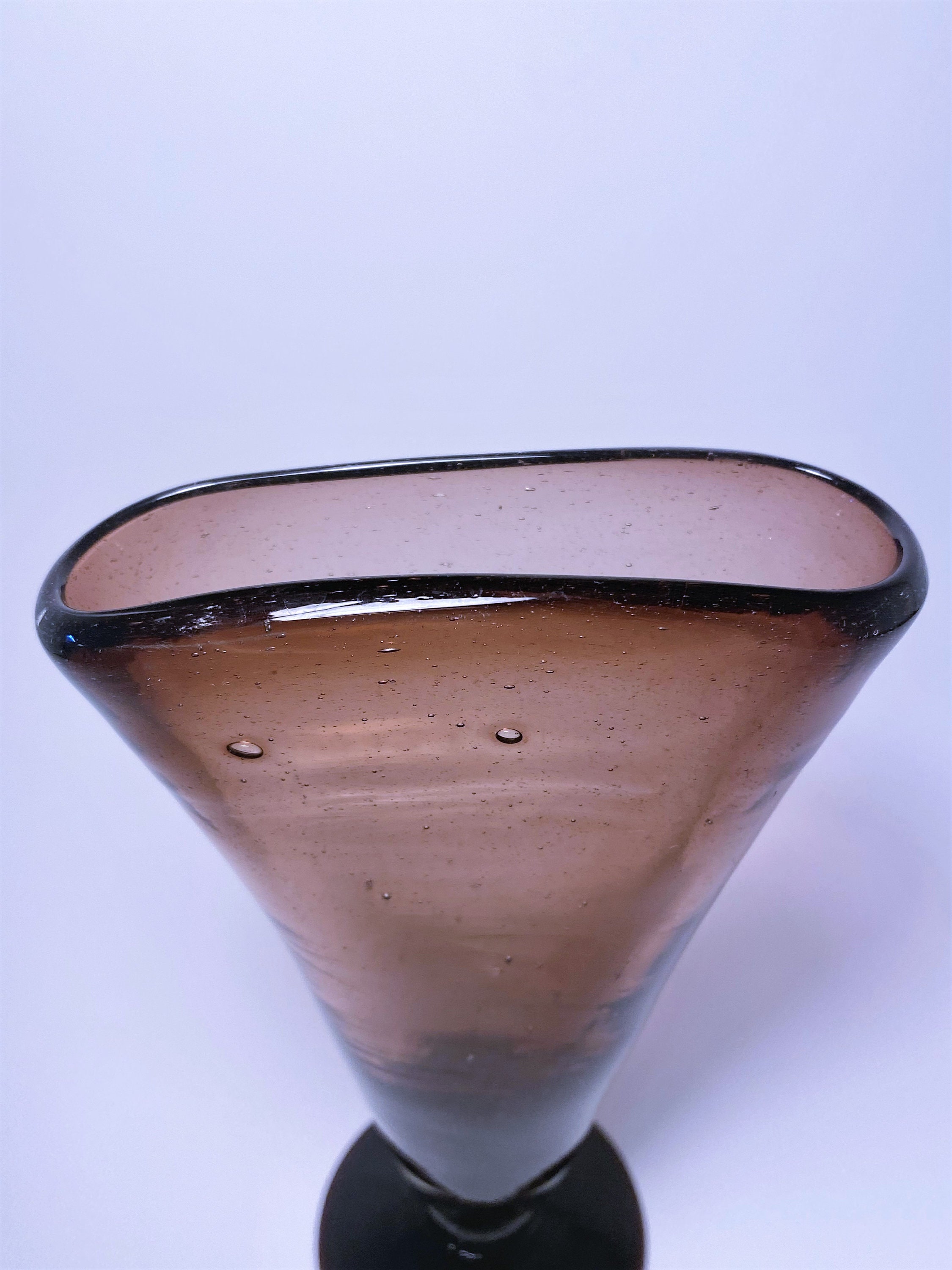 Amethyst Hand Blown Fan Shaped Glass Vase Beautiful Purple Vase 8