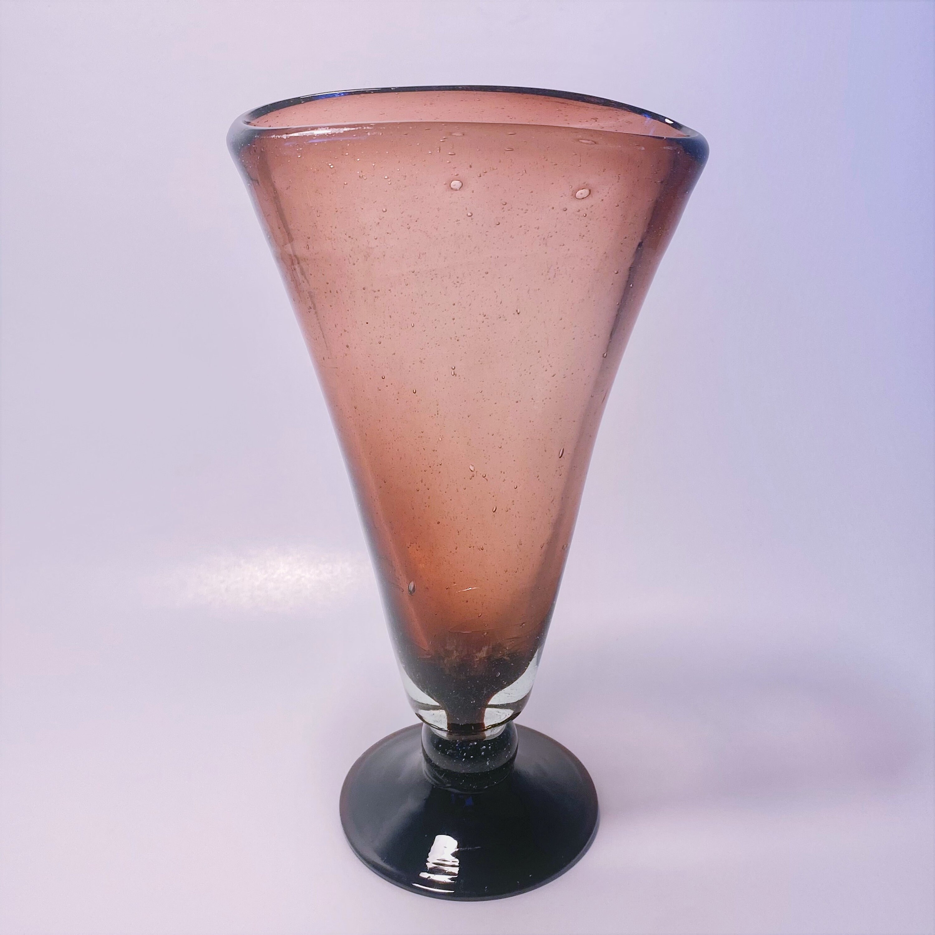 Amethyst Hand Blown Fan Shaped Glass Vase Beautiful Purple Vase 8