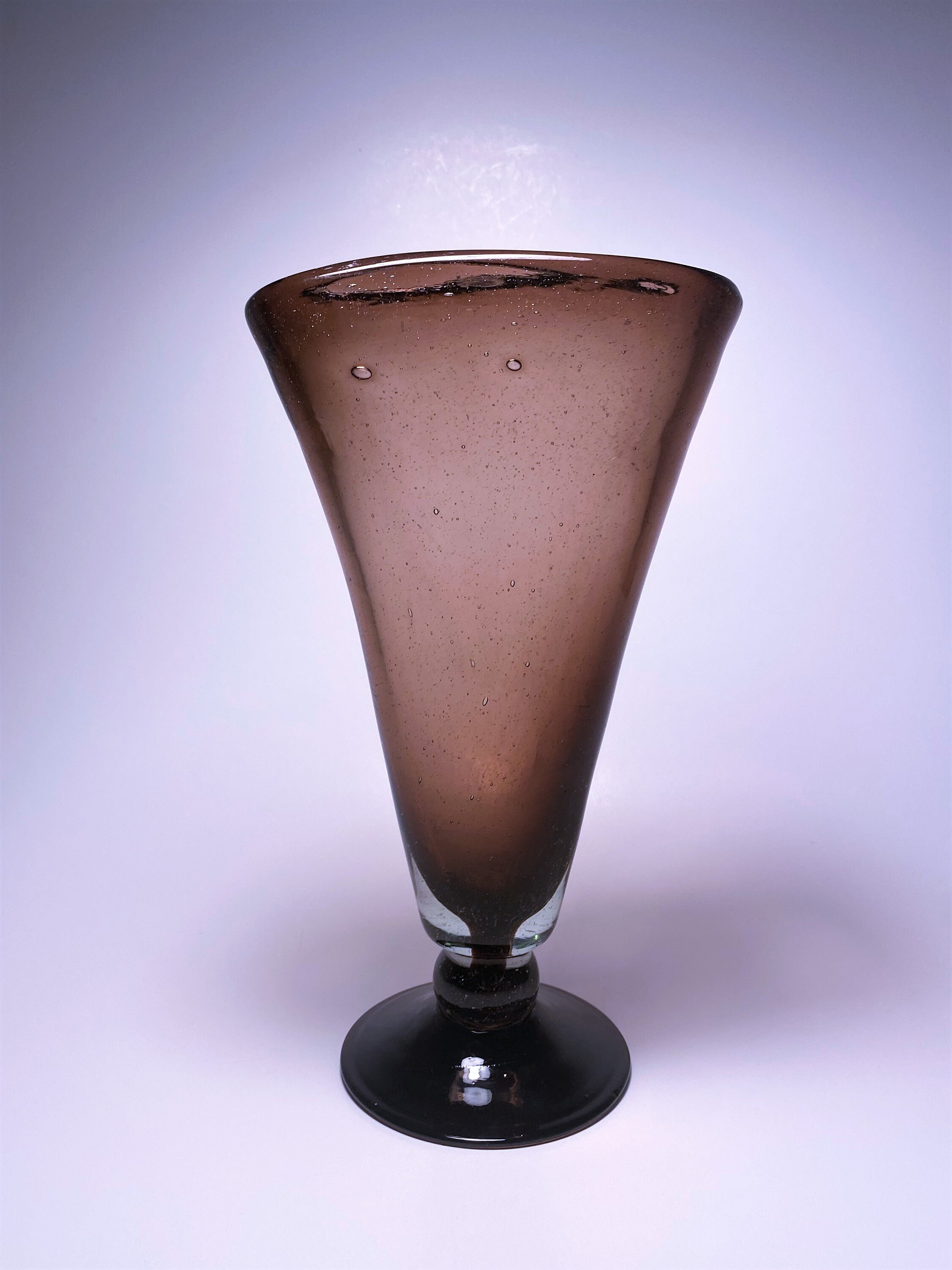 Amethyst Hand Blown Fan Shaped Glass Vase Beautiful Purple Vase 8