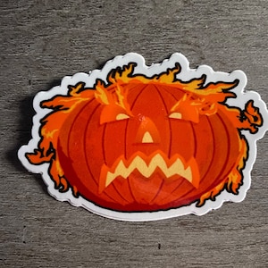 Headless Horseman Fiery Jack O’lantern Vinyl Sticker, inspired by the Legend of Ichabod Crane. Glows in the Dark!