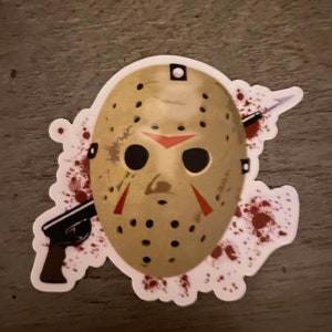 Jason Part 3 mask with Speargun vinyl sticker