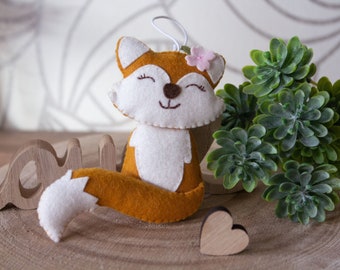 Fuchs Mädchen Ornament, Anhänger Filz Waldtier, Deko Füchschen, Geschenkanhänger