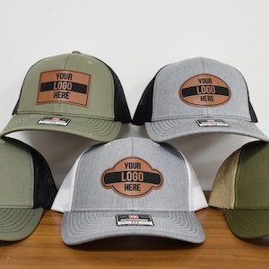 Personalized Leather Patch Trucker Hat: Custom Logo, Richardson 112