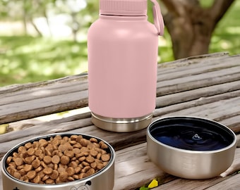32Oz Portable Dog Water Bottle And Bowls, Human Dog Detachable Water Bottle, Insulated Stainless Steel Tumbler, Dog Travel Accessories Kit