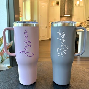 Custom Engraved Tumbler With Handle, Stainless Steel Tumbler with Lid And Straw, 40oz Travel Mug, Bridesmaid Proposal, Gifts For Her