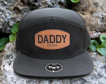 Daddy Est Leather Patch Hat, Personalized Daddy Snapback Hat, Custom Leather Patch Hats, Gift for Dad, Retro Classics Trucker Snapback