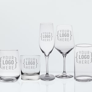 Personalized Logo Glasses, Add Your Custom Design, Company Logo Glass, Engraved Glass, Glassware Gift, Whiskey Beer Glasses, Wine Glasses