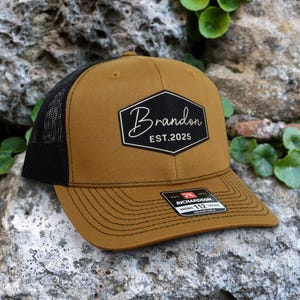 Custom Leather Patch Trucker Hat, Richardson 112 Hat, Personalized Hat with Custom Logo, Custom Leather Patch Snapback Caps