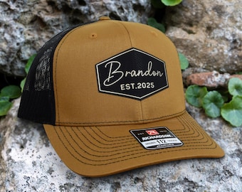 Custom Leather Patch Trucker Hat, Richardson 112 Hat, Personalized Hat with Custom Logo, Custom Leather Patch Snapback Caps