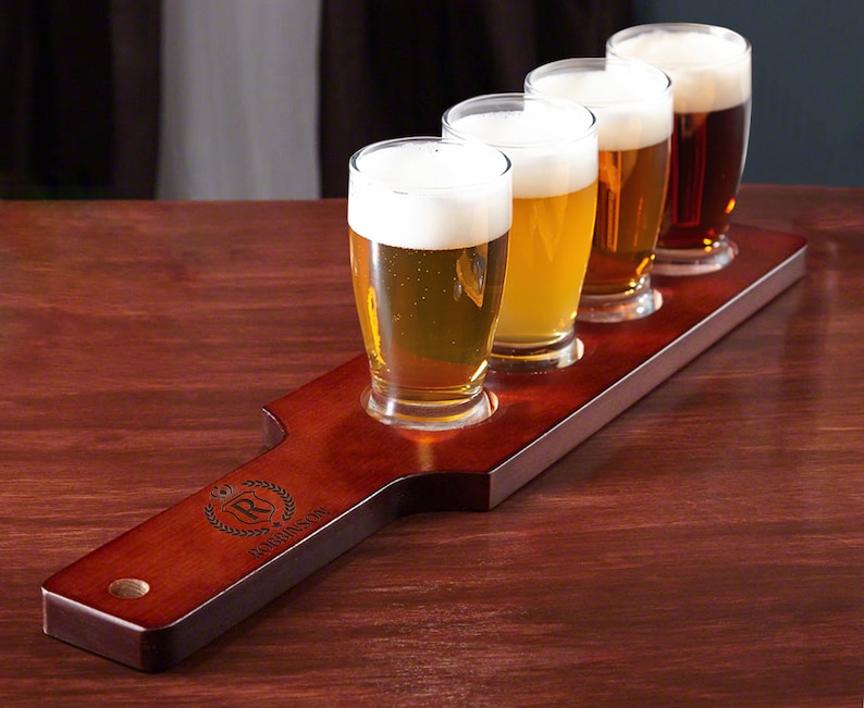 Personalized Monogram Beer Flight Board Beer Flight Set Etsy